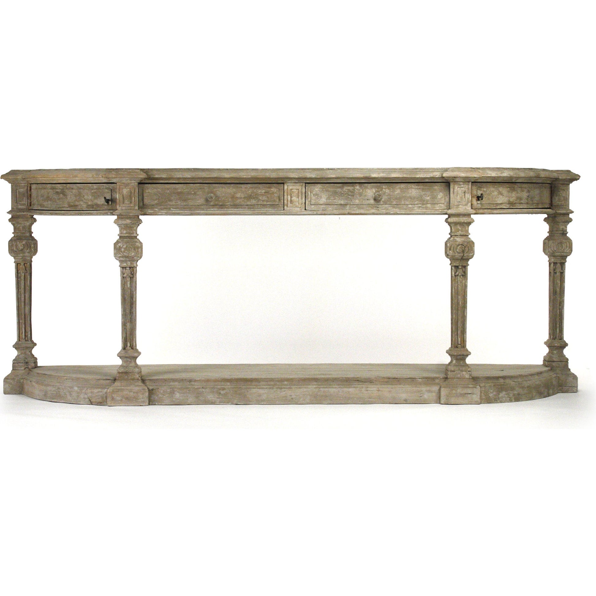 Rockford Console by Zentique in distressed and elm. Made from elm in a traditional style.