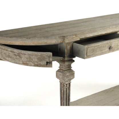 Rockford Console by Zentique in distressed and elm. Made from elm in a traditional style.