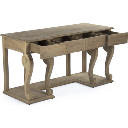 Beale Desk by Zentique in dry natural finish and wood. Made from wood in a transitional style.