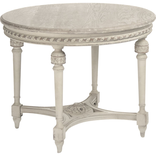 Bence Table by Zentique in weathered top, distressed cream base and elm, plywood. Made from elm, plywood in a traditional style.