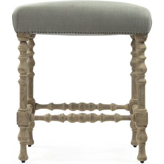 Giselle Bar Stool by Zentique in dry natural birch, seafoam green raw silk and birch. Made from birch in a traditional style.