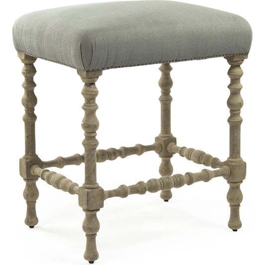 Giselle Bar Stool by Zentique in dry natural birch, seafoam green raw silk and birch. Made from birch in a traditional style.