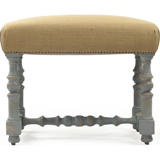 Jeanne Stool by Zentique in distressed gray, burlap and birch. Made from birch in a traditional style.