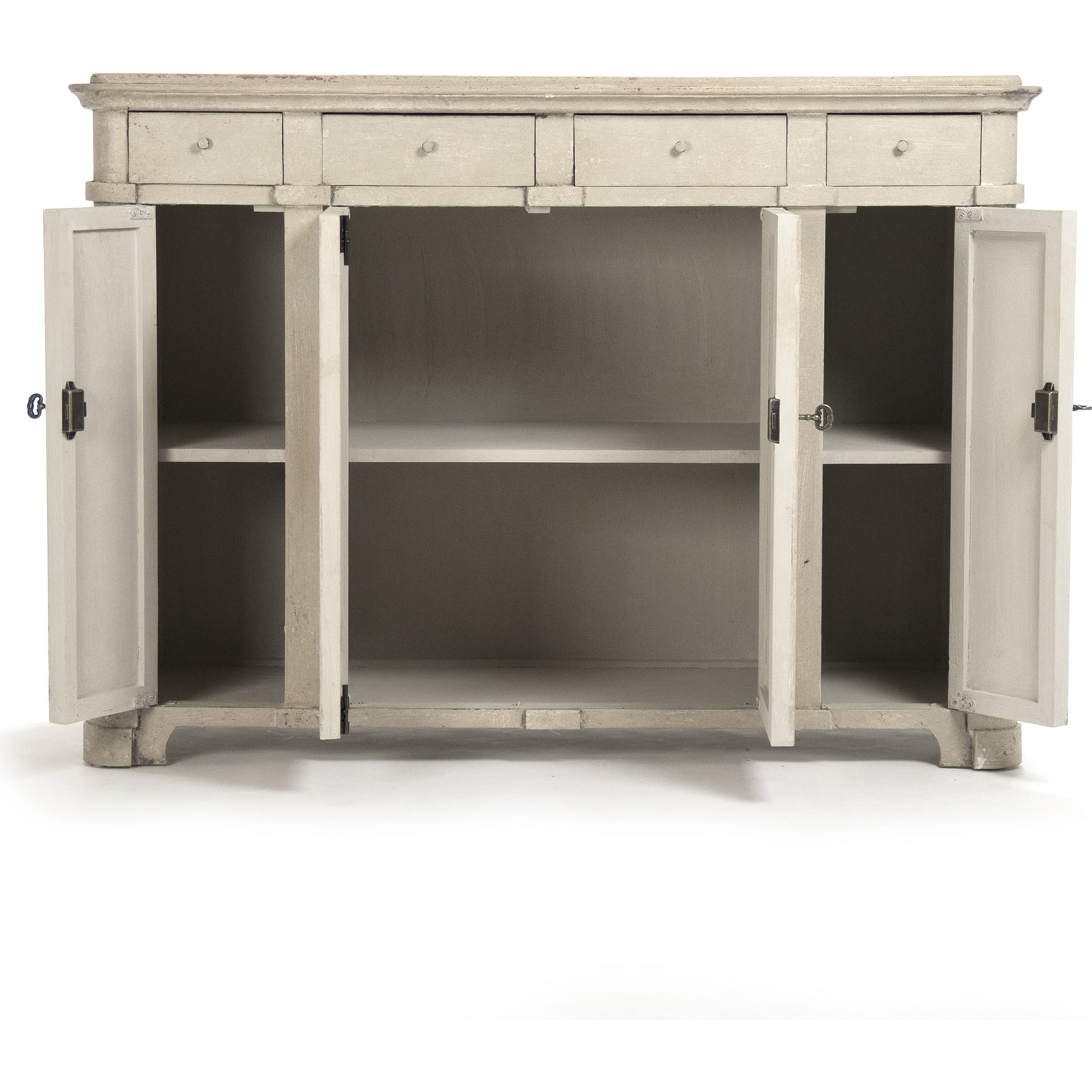 Danil Chest by Zentique in distressed top, antique beige base and pine, poplar. Made from pine, poplar in a traditional style.