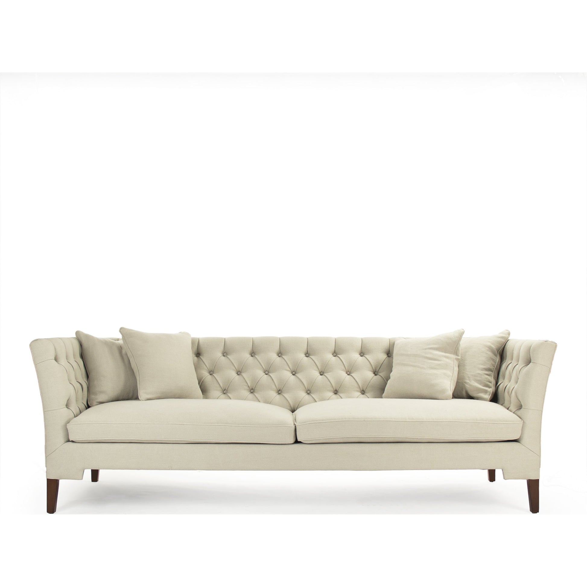 Eileen Sofa by Zentique in cream linen and birch, pine. Made from birch, pine in a transitional style.