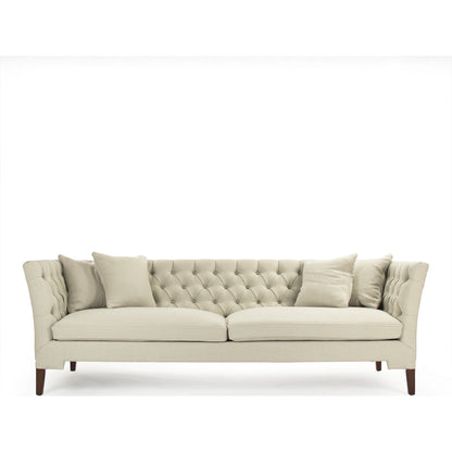 Eileen Sofa by Zentique in cream linen and birch, pine. Made from birch, pine in a transitional style.