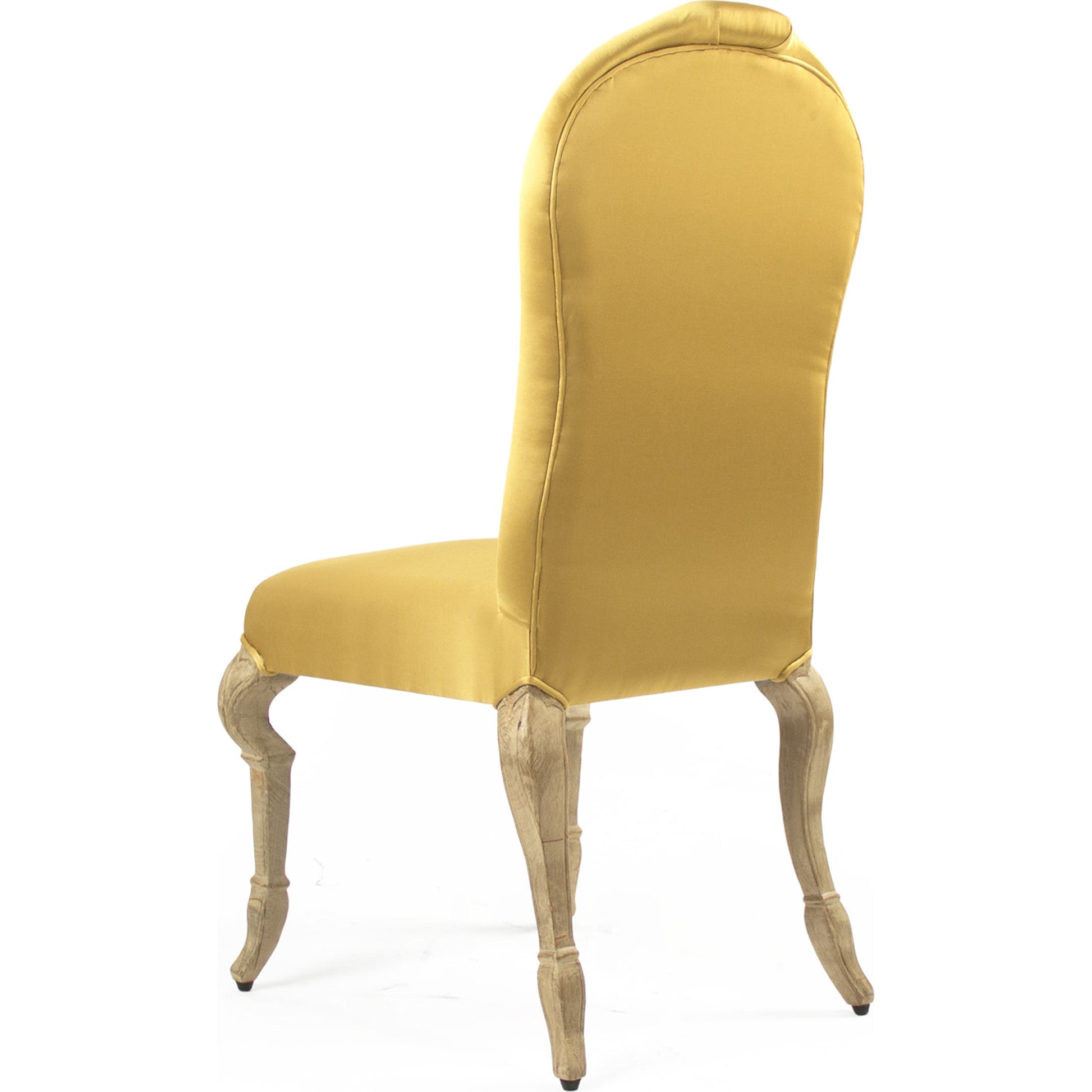 Chane Chair by Zentique in yellow silk and birch. Made from birch in a traditional style.
