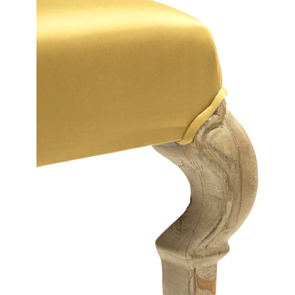 Chane Chair by Zentique in yellow silk and birch. Made from birch in a traditional style.