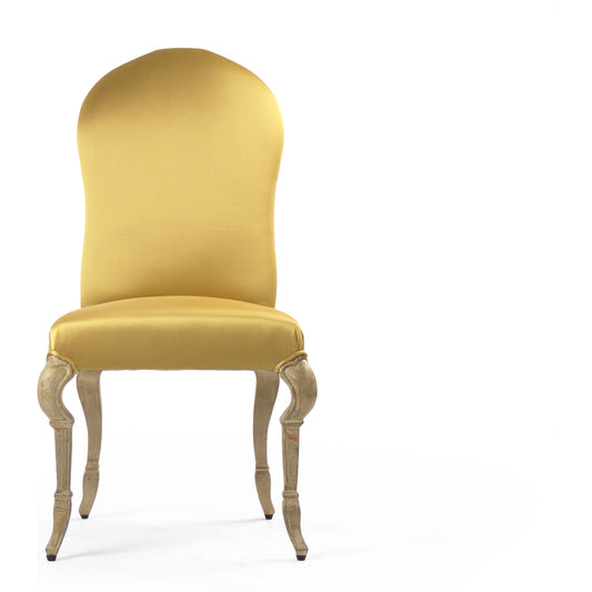 Chane Chair by Zentique in yellow silk and birch. Made from birch in a traditional style.