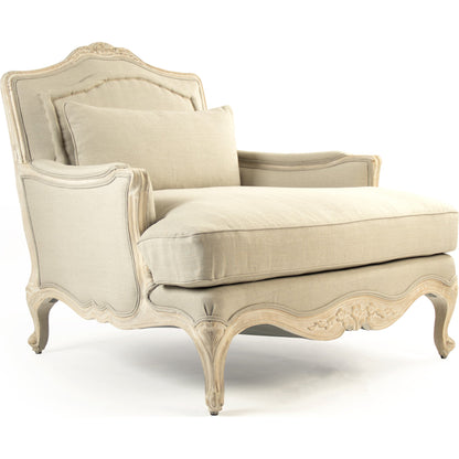 Colbey Chair by Zentique in beige linen and birch. Made from birch in a cottage & farmhouse style.