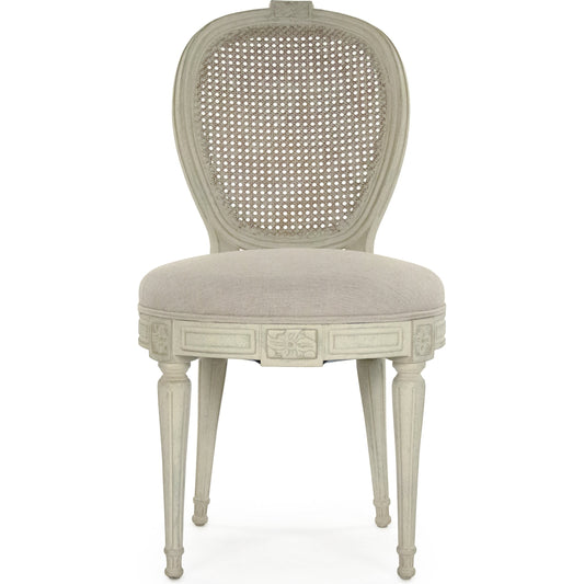 Aimee Side Chair by Zentique in linen and birch. Made from birch in a cottage & farmhouse style.