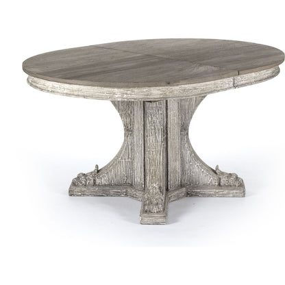 Terrell Dining Table by Zentique in weathered top, distressed gray washed based and elm, birch, pine. Made from elm, birch, pine in a transitional style.