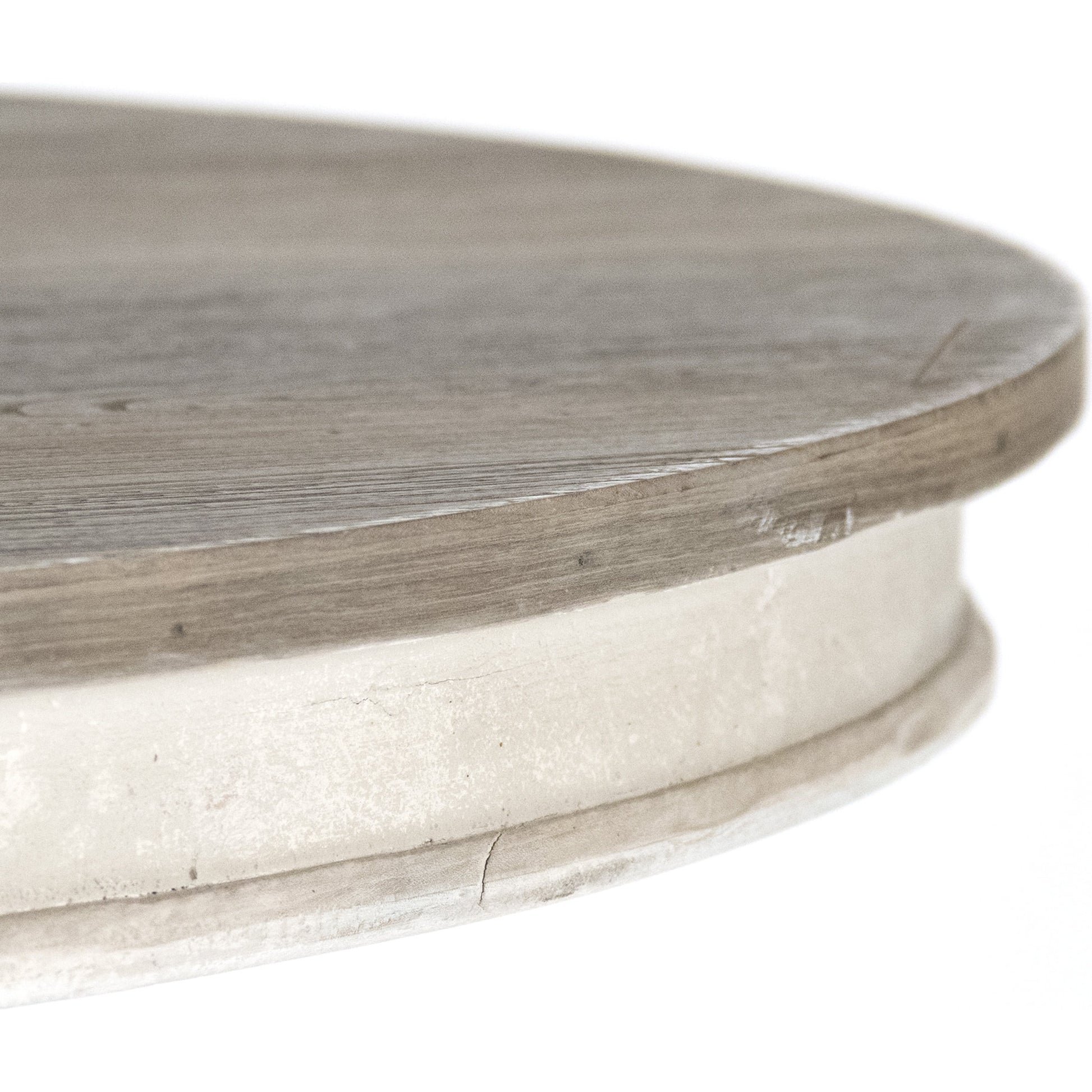 Chandler Dining Table by Zentique in weathered top, white washed base and elm, birch, pine. Made from elm, birch, pine in a cottage & farmhouse style.