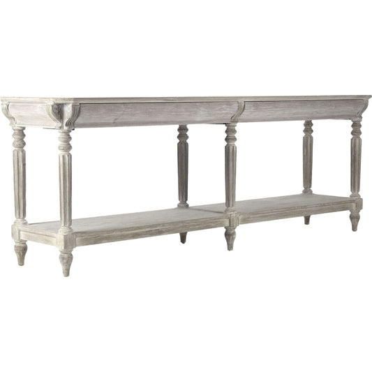 Bryce Console by Zentique in white washed and elm, birch, pine. Made from elm, birch, pine in a traditional style.