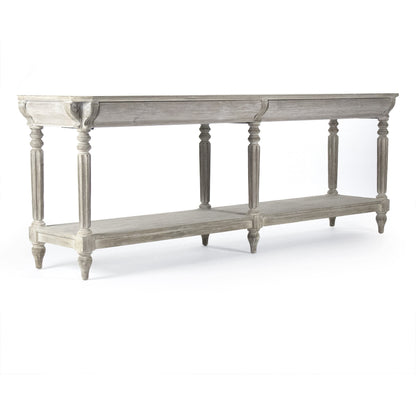 Bryce Console by Zentique in white washed and elm, birch, pine. Made from elm, birch, pine in a traditional style.