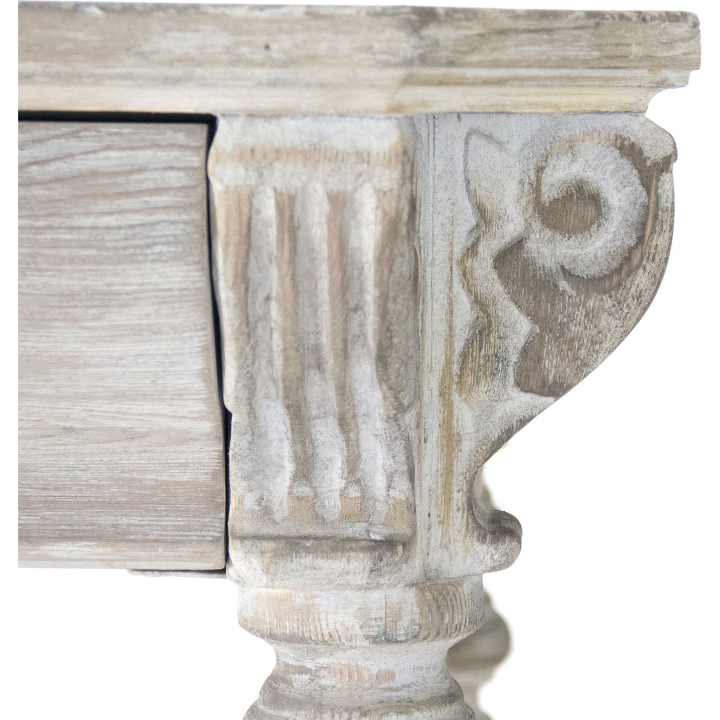 000 S-336790 | Primary Silo | Bryce Console by Zentique in white washed and elm, birch, pine. Made from elm, birch, pine in a traditional style.