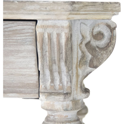Bryce Console by Zentique in white washed and elm, birch, pine. Made from elm, birch, pine in a traditional style.