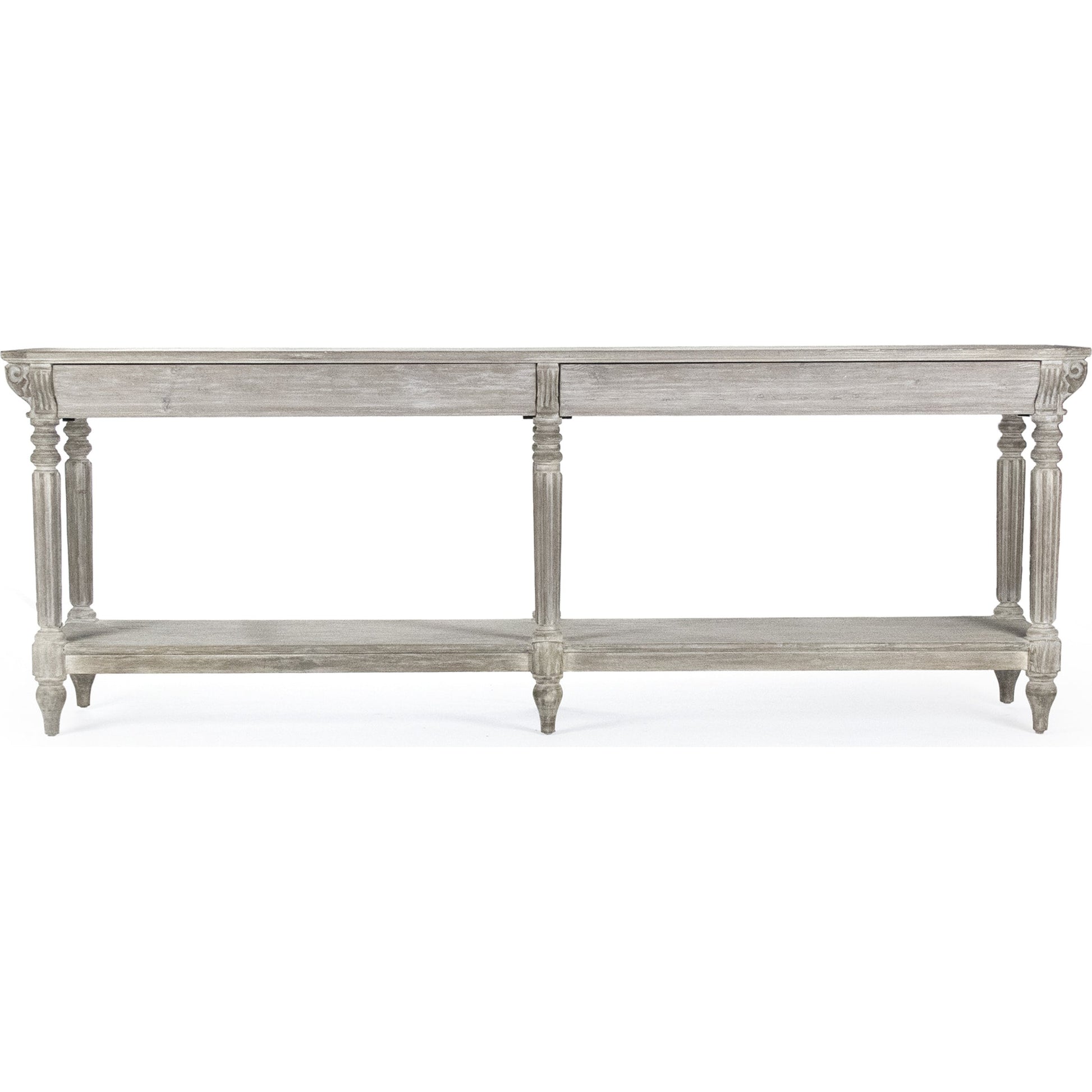 Bryce Console by Zentique in white washed and elm, birch, pine. Made from elm, birch, pine in a traditional style.