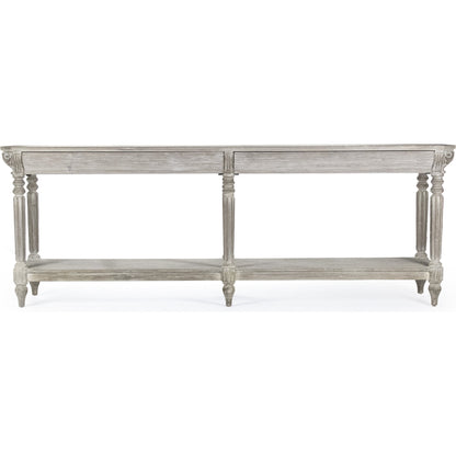 Bryce Console by Zentique in white washed and elm, birch, pine. Made from elm, birch, pine in a traditional style.