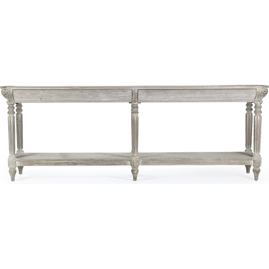 Bryce Console by Zentique in white washed and elm, birch, pine. Made from elm, birch, pine in a traditional style.