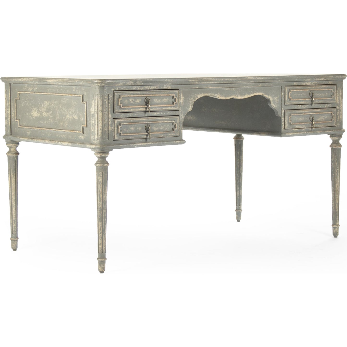 000 S-336837 | Primary Silo | Canning Desk by Zentique in distressed gray, cream and wood. Made from wood in a traditional style.