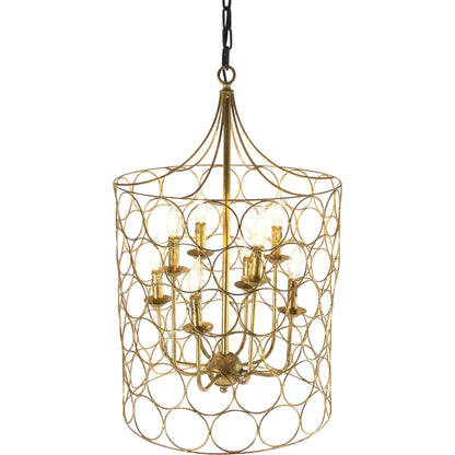 Dru Hanging Light by Zentique in golf leaf and iron. Made from iron in a modern style.