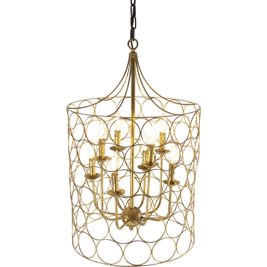 Dru Hanging Light by Zentique in golf leaf and iron. Made from iron in a modern style.