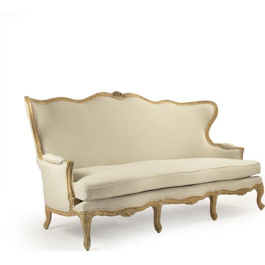 Eloy Bench by Zentique in beige linen and birch. Made from birch in a traditional style.