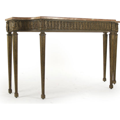 Faron Console by Zentique in distressed copper base and birch, pine, plywood. Made from birch, pine, plywood in a traditional style.