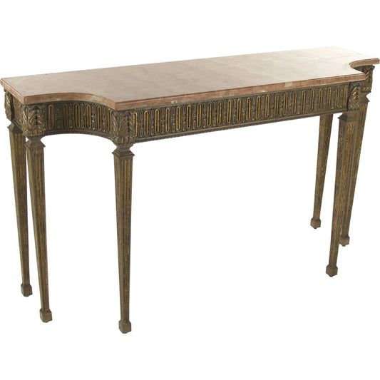 Faron Console by Zentique in distressed copper base and birch, pine, plywood. Made from birch, pine, plywood in a traditional style.