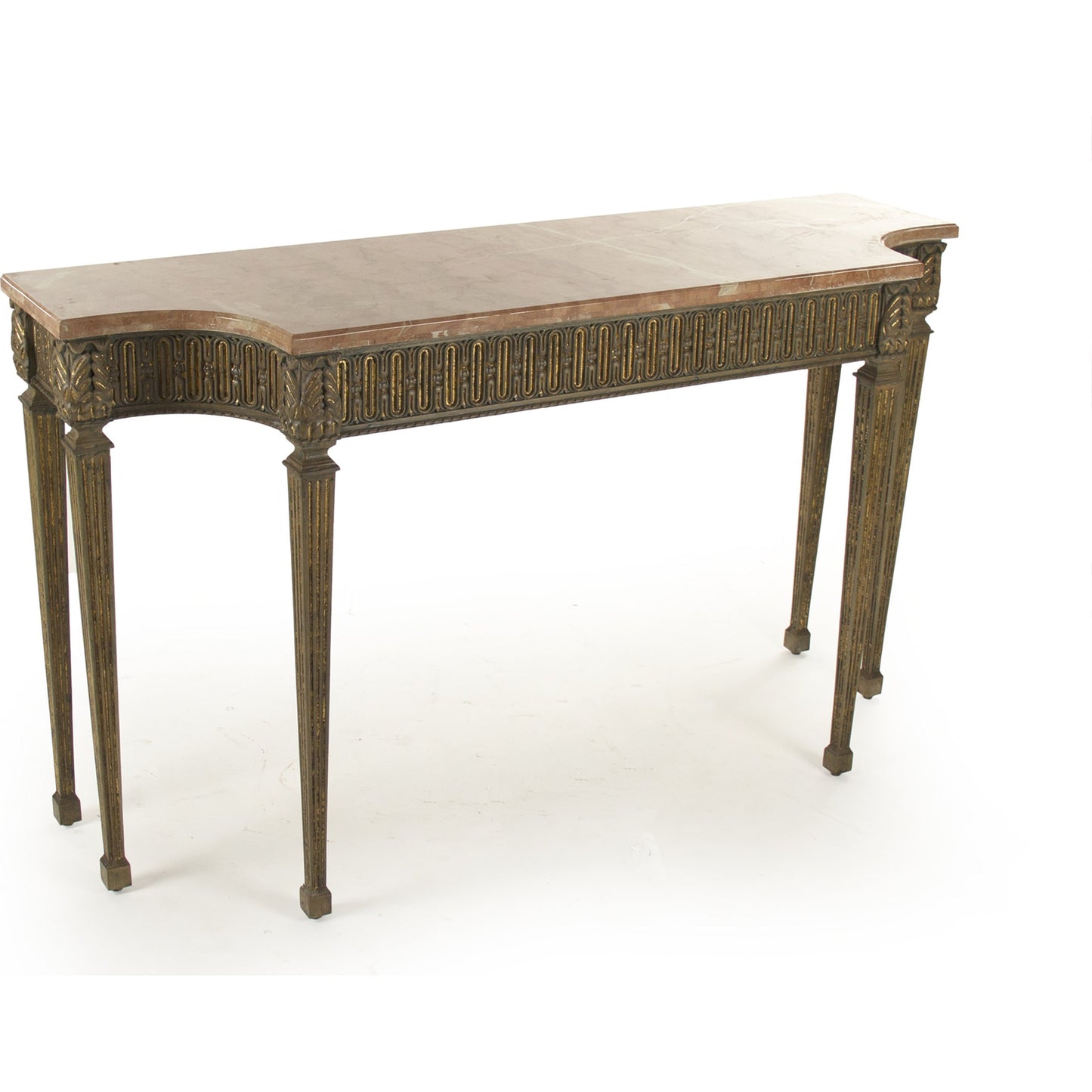 006 S-337133 | Primary Silo | Faron Console by Zentique in distressed copper base and birch, pine, plywood. Made from birch, pine, plywood in a traditional style.