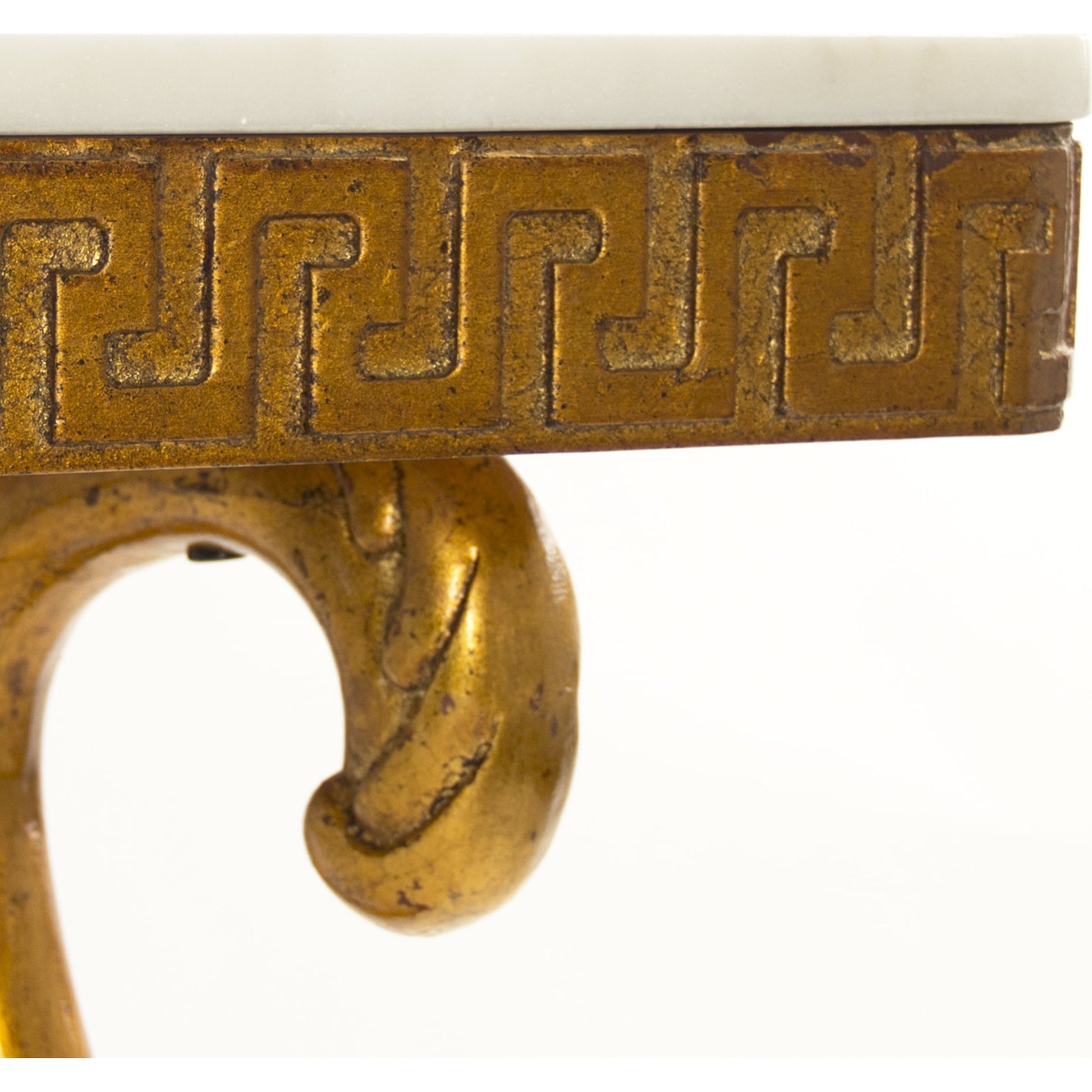 Emeline Console by Zentique in off-white top, gold leaf base and birch, plywood. Made from birch, plywood in a traditional style.