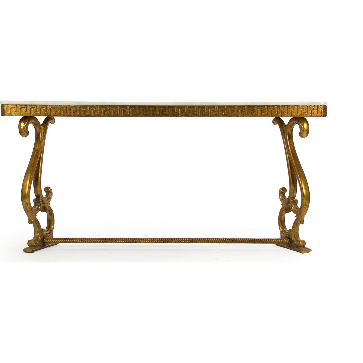 003 S-337102 | Additional Silo | Emeline Console by Zentique in off-white top, gold leaf base and birch, plywood. Made from birch, plywood in a traditional style.