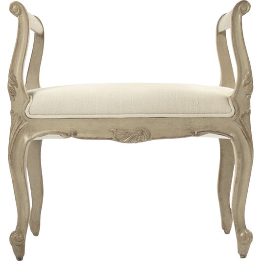 Cammi Stool by Zentique in off-white linen and birch. Made from birch in a traditional style.