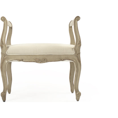 Cammi Stool by Zentique in off-white linen and birch. Made from birch in a traditional style.