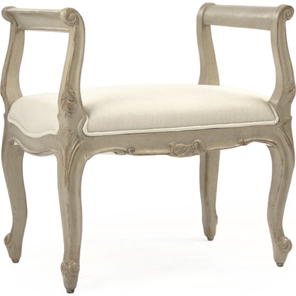 Cammi Stool by Zentique in off-white linen and birch. Made from birch in a traditional style.