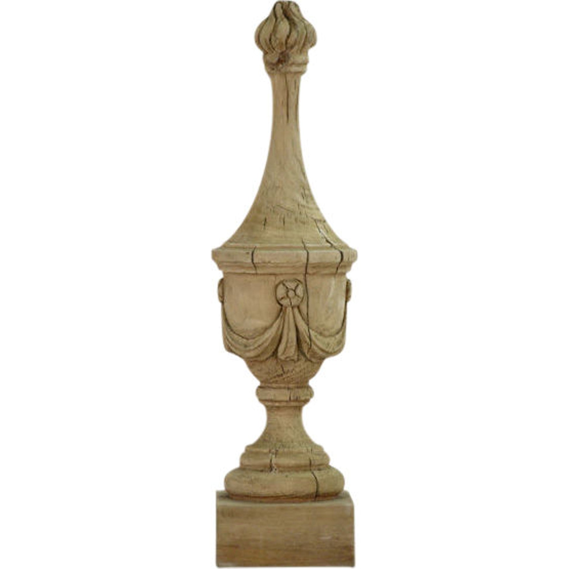 Abel Urn by Zentique in off-white and distressed blue birch. Made from distressed blue birch in a traditional style.