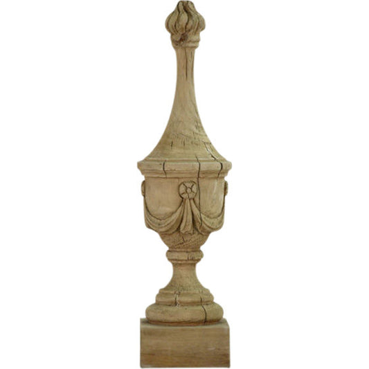Abel Urn by Zentique in off-white and distressed blue birch. Made from distressed blue birch in a traditional style.