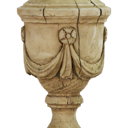 Abel Urn by Zentique in off-white and distressed blue birch. Made from distressed blue birch in a traditional style.