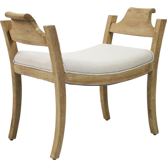 Mila Stool by Zentique in natural linen and chinese walnut. Made from chinese walnut in a transitional style.