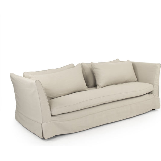 Chastain Sofa by Zentique in off-white linen and pine. Made from birch, pine in a modern style.