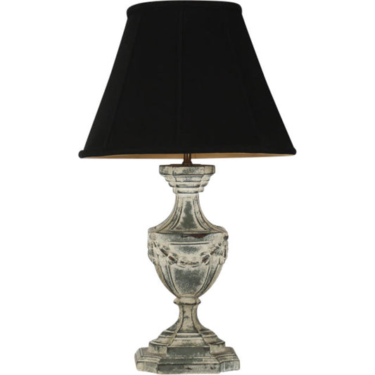 Studley Lamp by Zentique in burlap shade and birch. Made from birch in a traditional style.