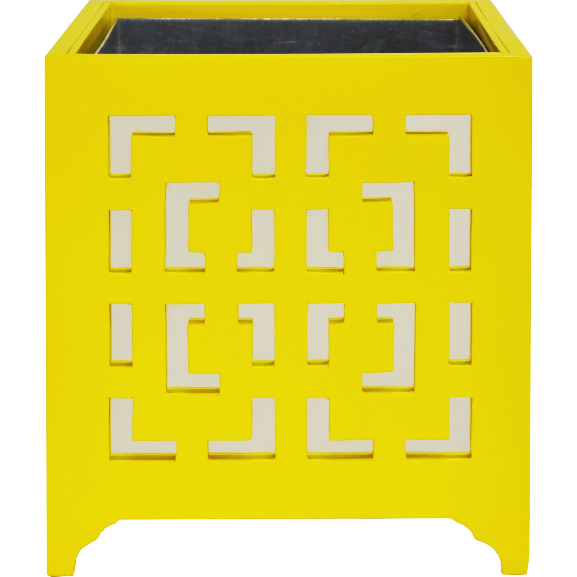 Libby Greek Key Planter by Worlds Away in turquoise and turquoise. Made from metal in a modern style.