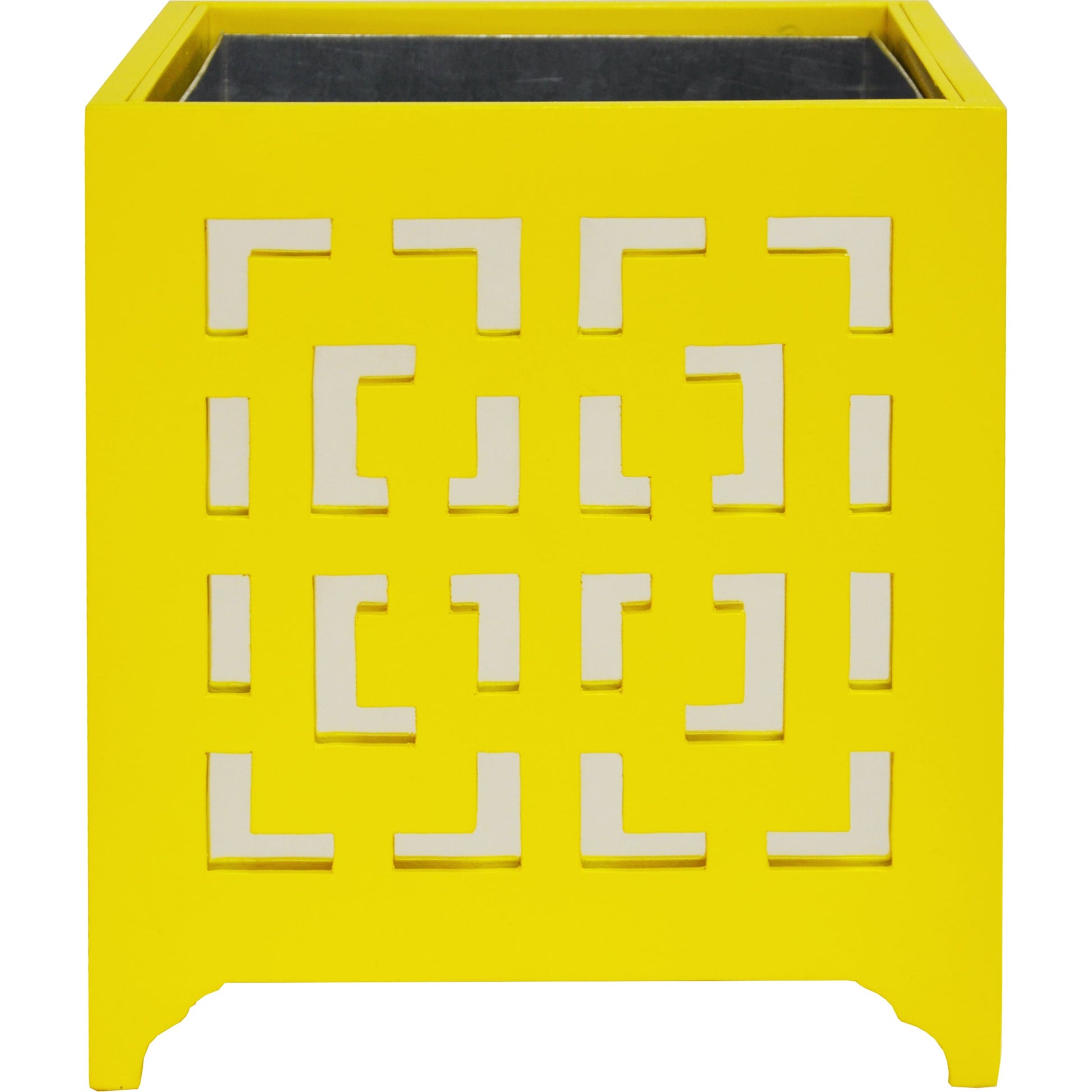 Libby Greek Key Planter by Worlds Away in turquoise and turquoise. Made from metal in a modern style.