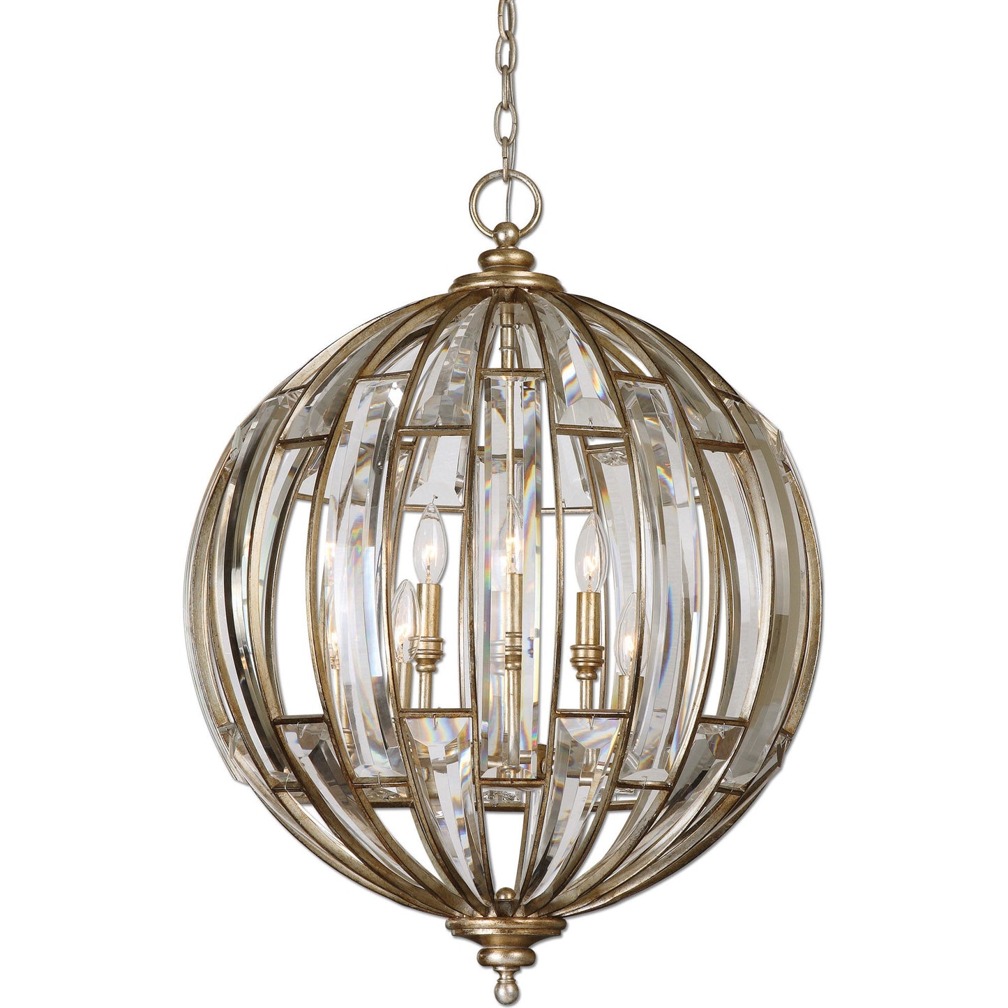 000 S-252716 | Primary Silo | Vicentina Sphere Pendant by Uttermost. Made from iron 40%, crystal 56%, poly 4% in a modern style.