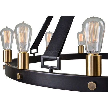 Marlow Chandelier by Uttermost in bronze. Made from steel 87.5%, leather 12.5% in a cottage & farmhouse style.