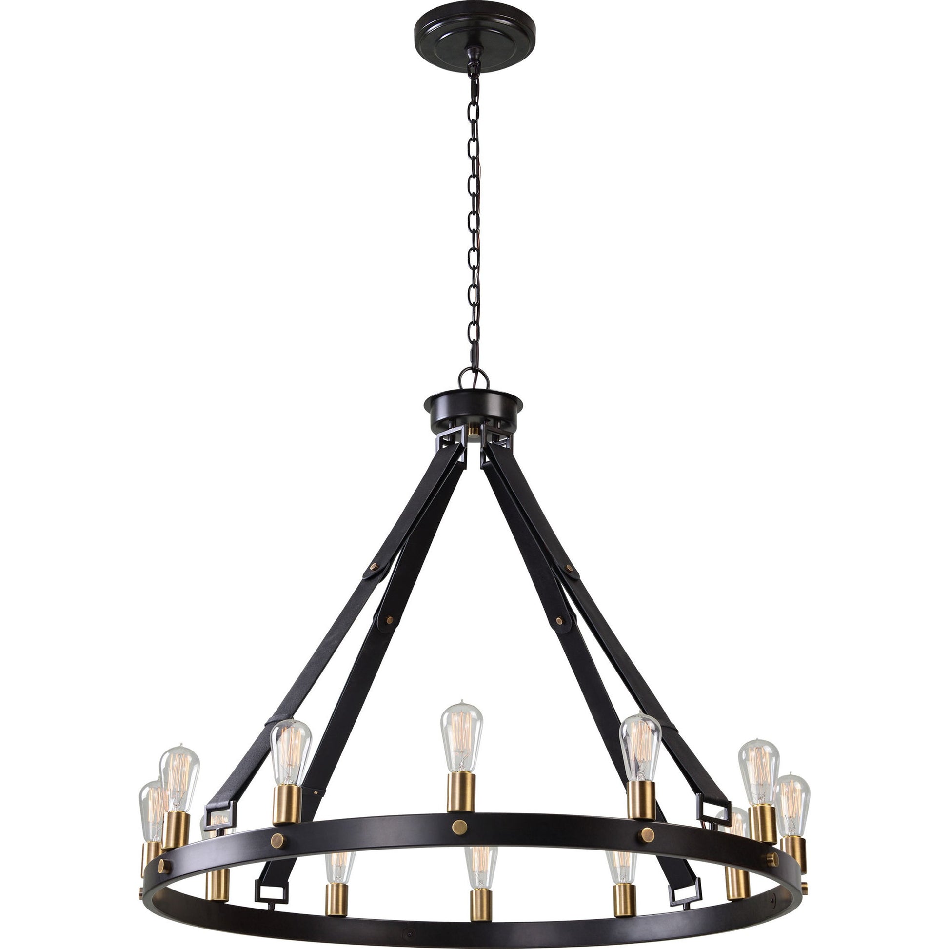 Marlow Chandelier by Uttermost in bronze. Made from steel 87.5%, leather 12.5% in a cottage & farmhouse style.