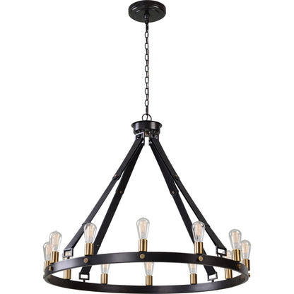Marlow Chandelier by Uttermost in bronze. Made from steel 87.5%, leather 12.5% in a cottage & farmhouse style.