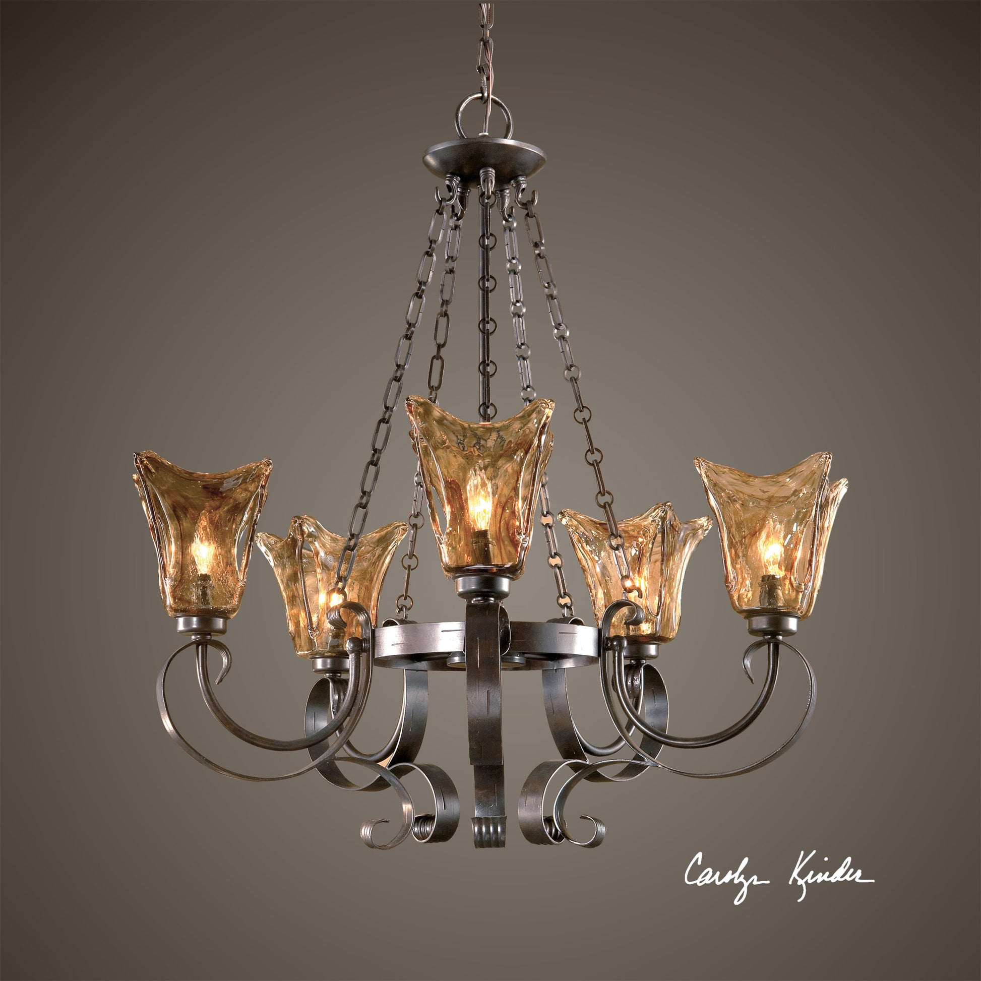 Vetraio Chandelier by Uttermost in bronze. Made from metal, brass, glass in a modern style.