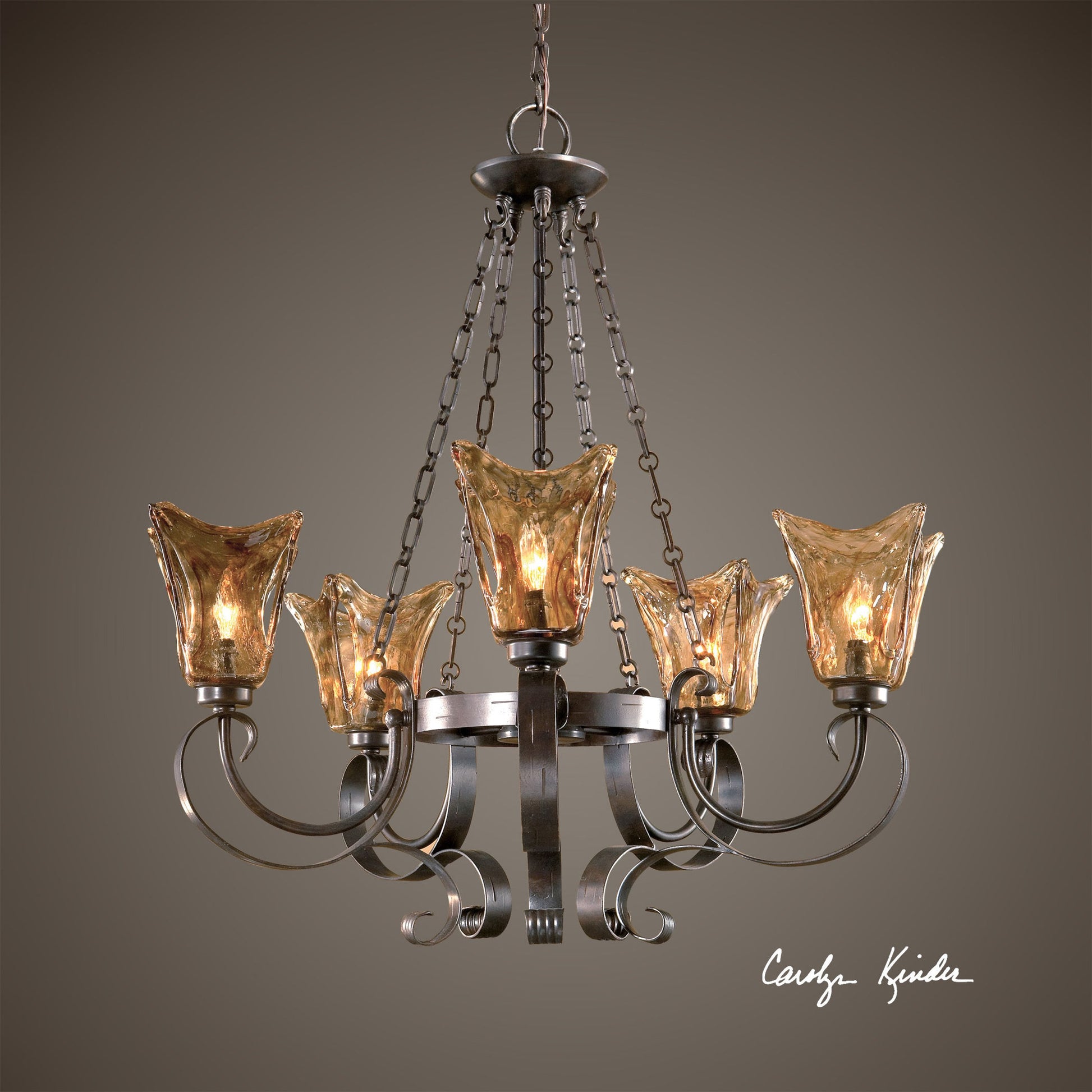 Vetraio Chandelier by Uttermost in bronze. Made from metal, brass, glass in a modern style.